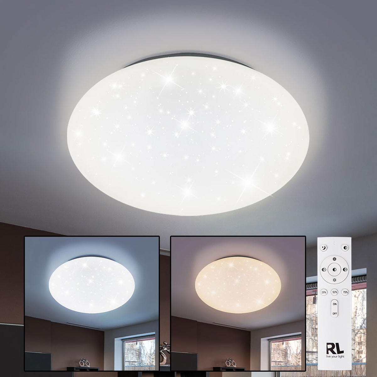 LED DECKENLEUCHTE Metall Weiß Sparkle Dekor - Weiß, Metall (38/38/10.5cm)