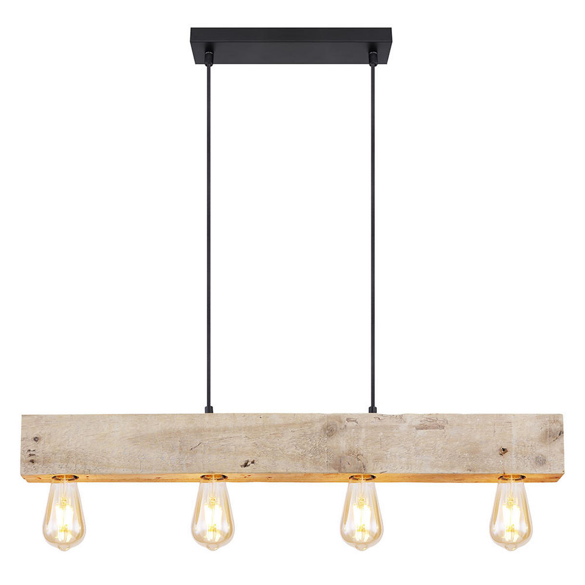 HÄNGELEUCHTE Metall Holzoptik Braun 4 flammig - Braun, Holz (80/6/120cm) - Globo Lighting