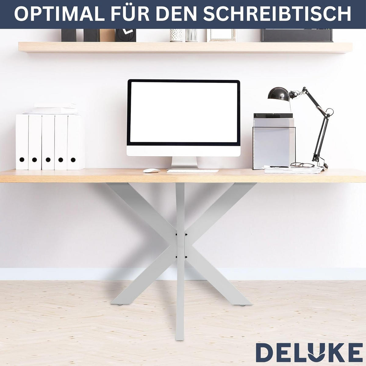 TISCHGESTELL Metall KRYT Weiß | inkl. Schrauben + Bodenschoner | 71x85x85cm - Weiß, Metall (85/71/85cm) - DELUKE