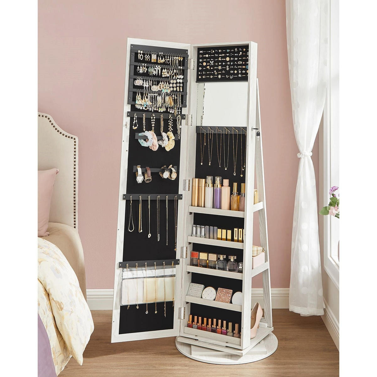 SCHMUCKSCHRANK Dakar - Weiß, Holzwerkstoff (54/161/54cm) - Hansiro