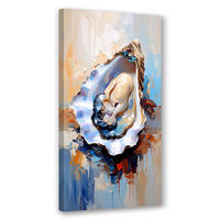 LEINWANDBILD Austern Muscheln Meeresfrüchte Sushi 50x100cm - Blau, Textil (50/100cm) - Feeby