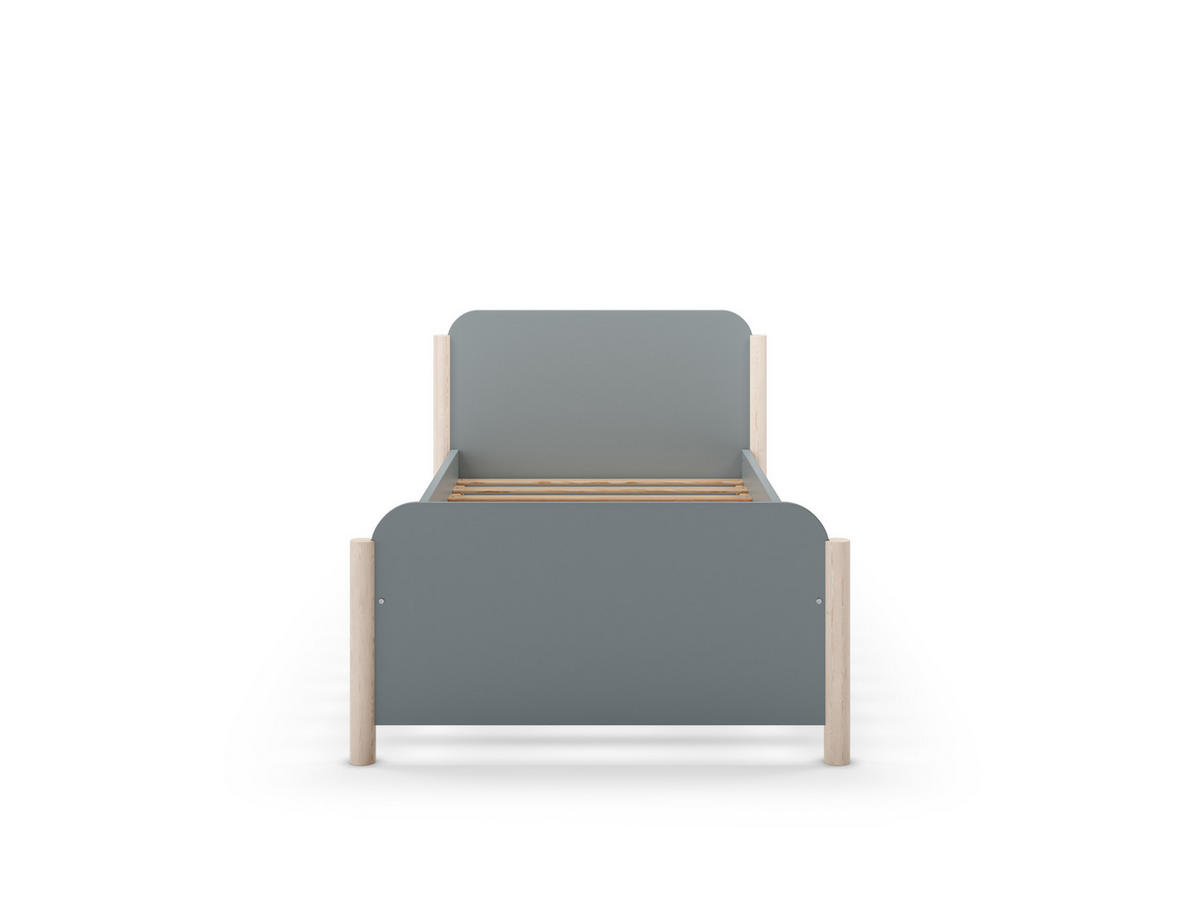 BETT 90x190 cm mit abgerundeten Formen 107,2/199/70 cm - Grün, Holz (190/90cm) - Calicosy