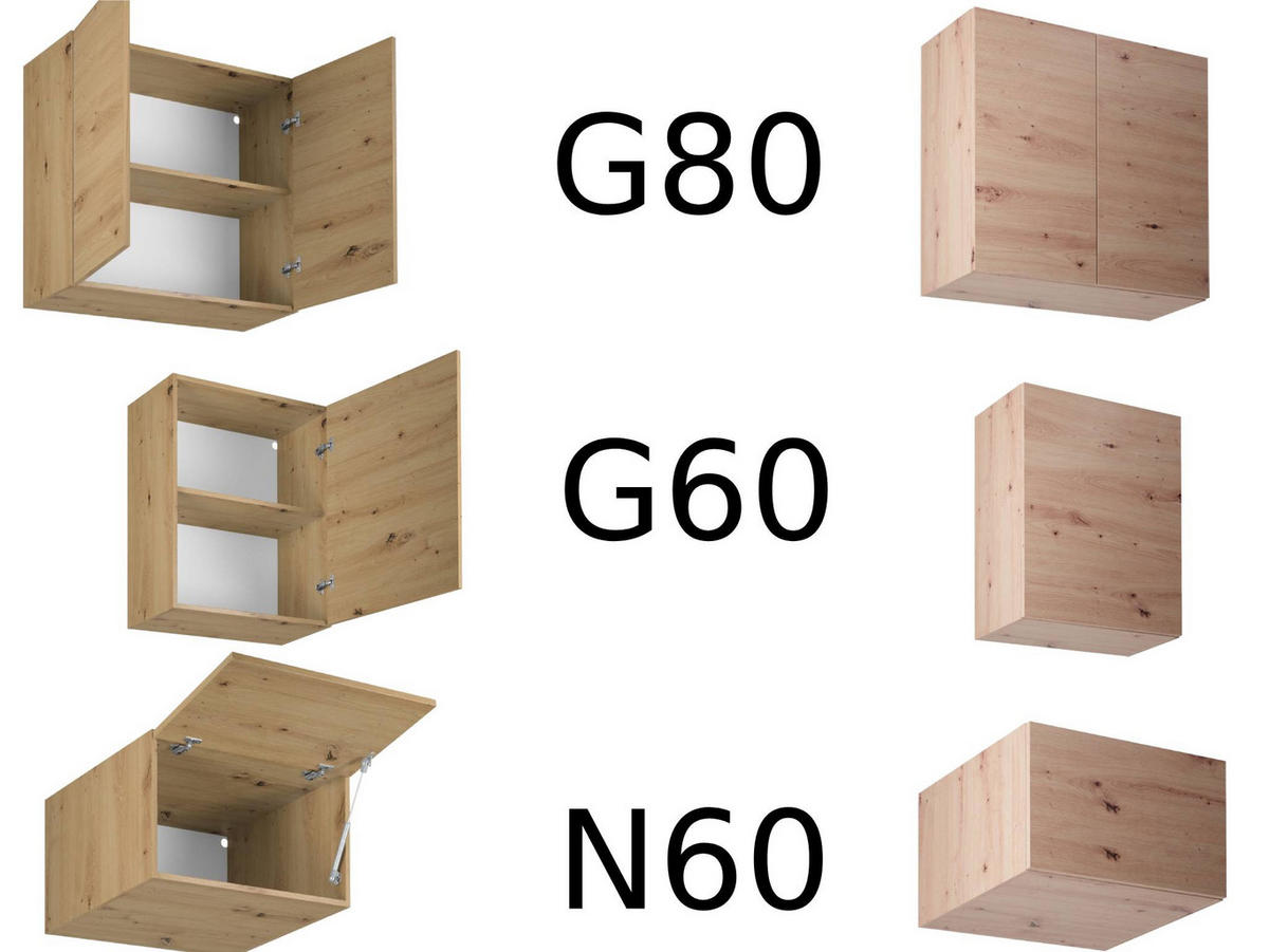 WINKELKÜCHE 360cm x 200cm- Langen KL10-M360 - in Artisan Eiche - Eiche Artisan, Holz/Metall (560/248/58cm)