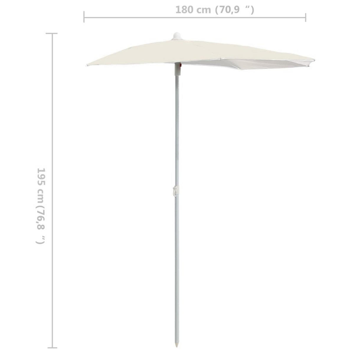 HALB-SONNENSCHIRM Mit Mast 180/90 Cm Sandfarbe - Creme, Textil (180/90cm) - vidaXL