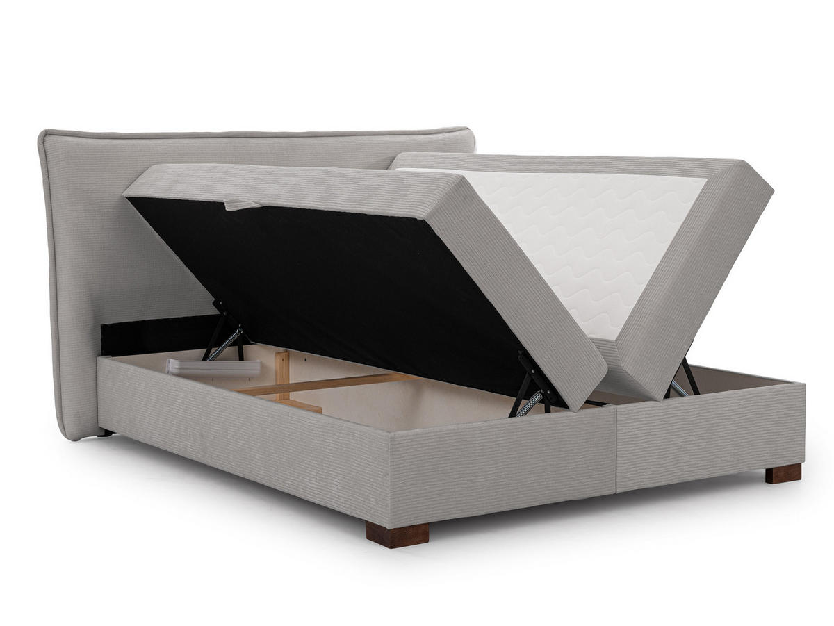 BOXBETT Lovetti, Strukturstoff mit Cordoptik, H3 - Dunkelbraun/Hellgrau, Holz/Kunststoff (200/200cm) - S-Style Möbel