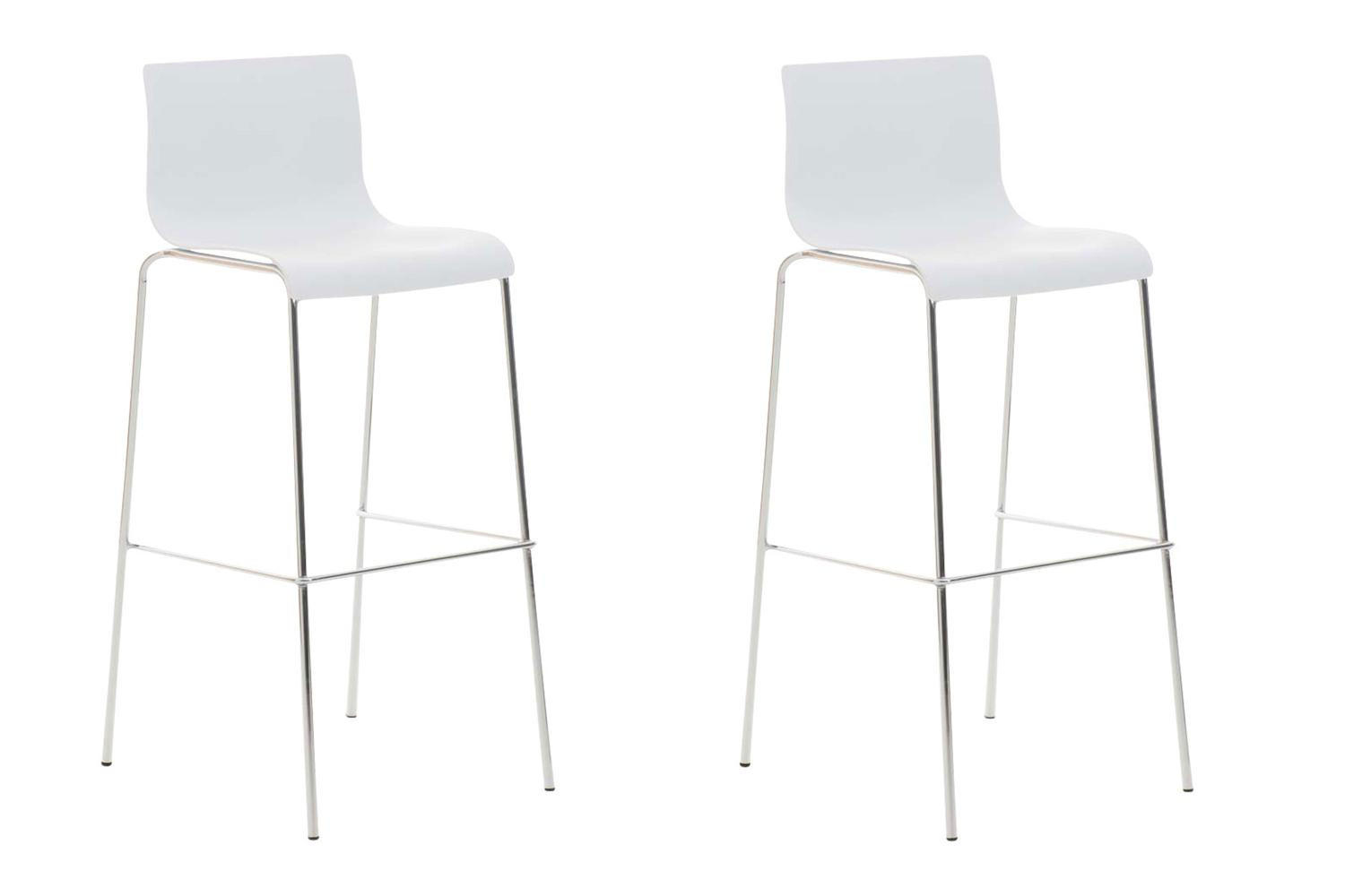 BARHOCKER 2er Set Kunststoff weiß - Chromfarben/Weiß, Kunststoff/Metall (43/100/48cm) - CLP