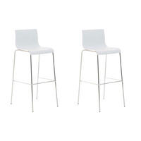 BARHOCKER 2er Set Kunststoff weiß - Chromfarben/Weiß, Kunststoff/Metall (43/100/48cm) - CLP