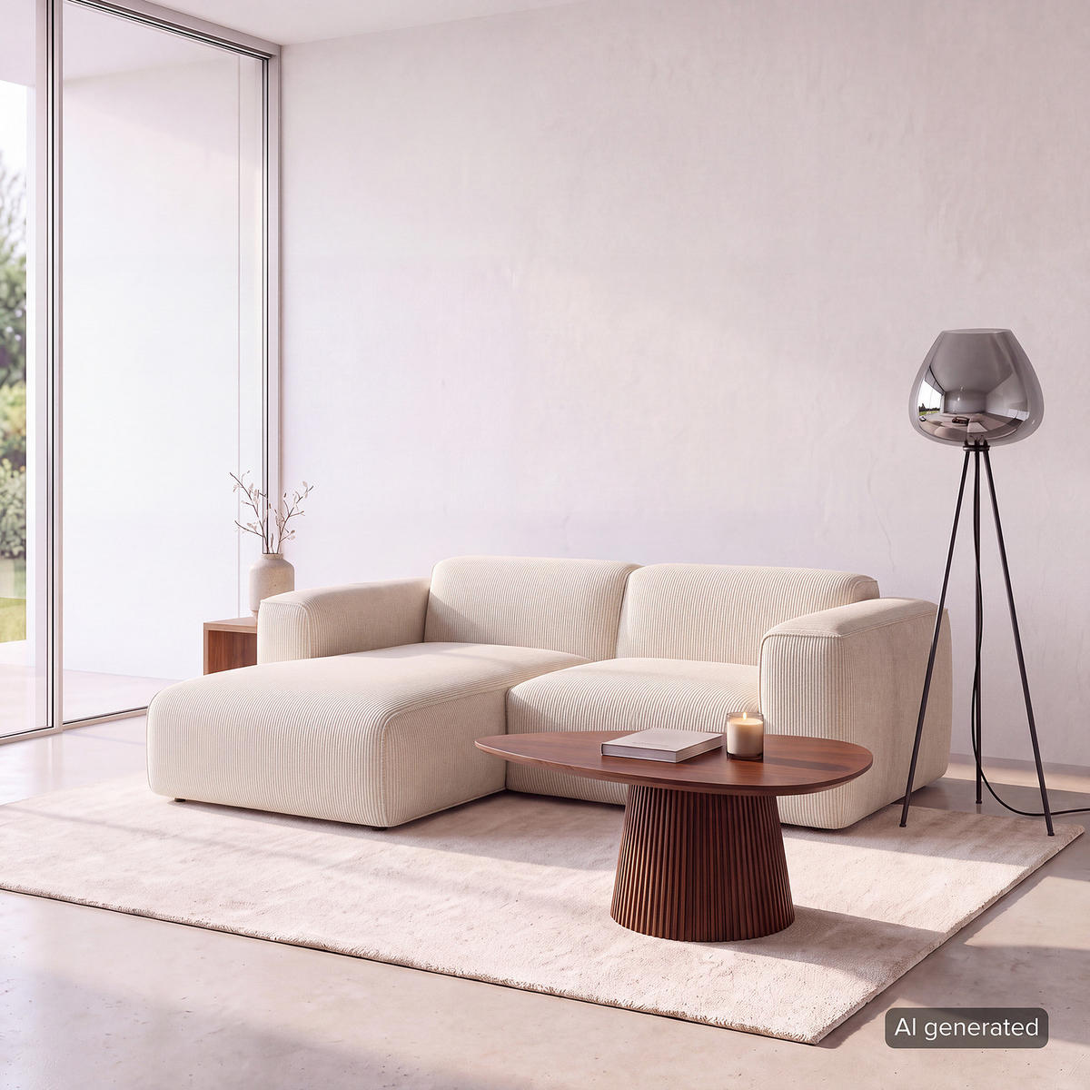 1,5-SITZER ECKSOFA mit Longchair - Beige/Schwarz, Kunststoff/Textil (260/173cm) - home24