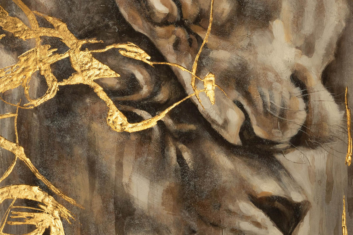OLEJOMAĽBA 75/100 cm, Zvieratá - zlatá, drevo/textil (75/100cm) - KUNSTLOFT