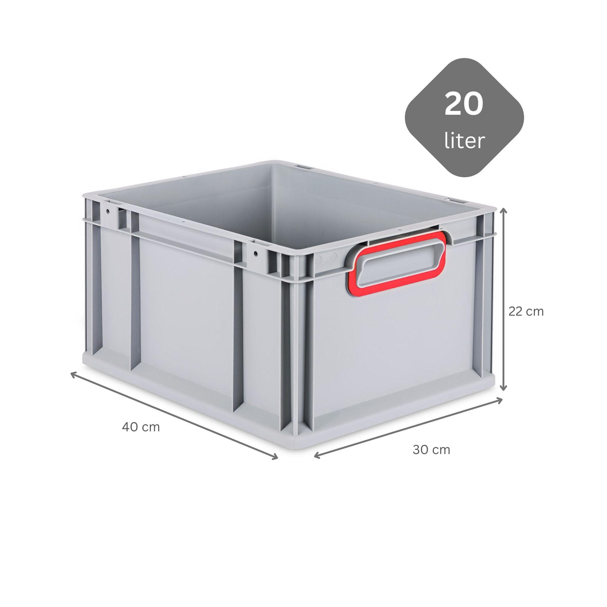 EUROBOX Nextgen Color 22x30x40cm 20 Liter Griffe Rot Geschlossen - Rot, Kunststoff (30/22/40cm) - PROREGAL