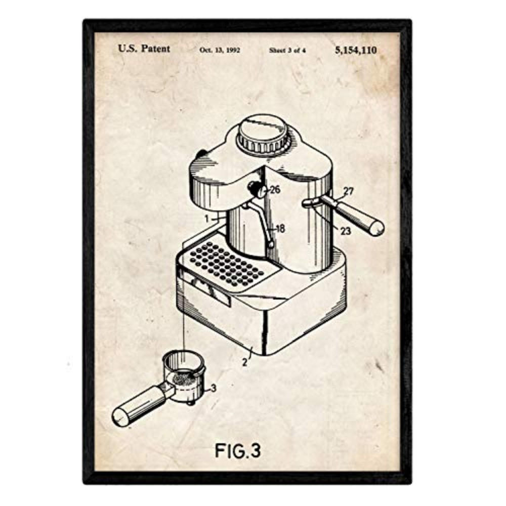 POSTER Kleine Kaffeemaschine Patent A3 Rahmenlos - Klar, Papier (29.7/5/42cm) - Nacnic