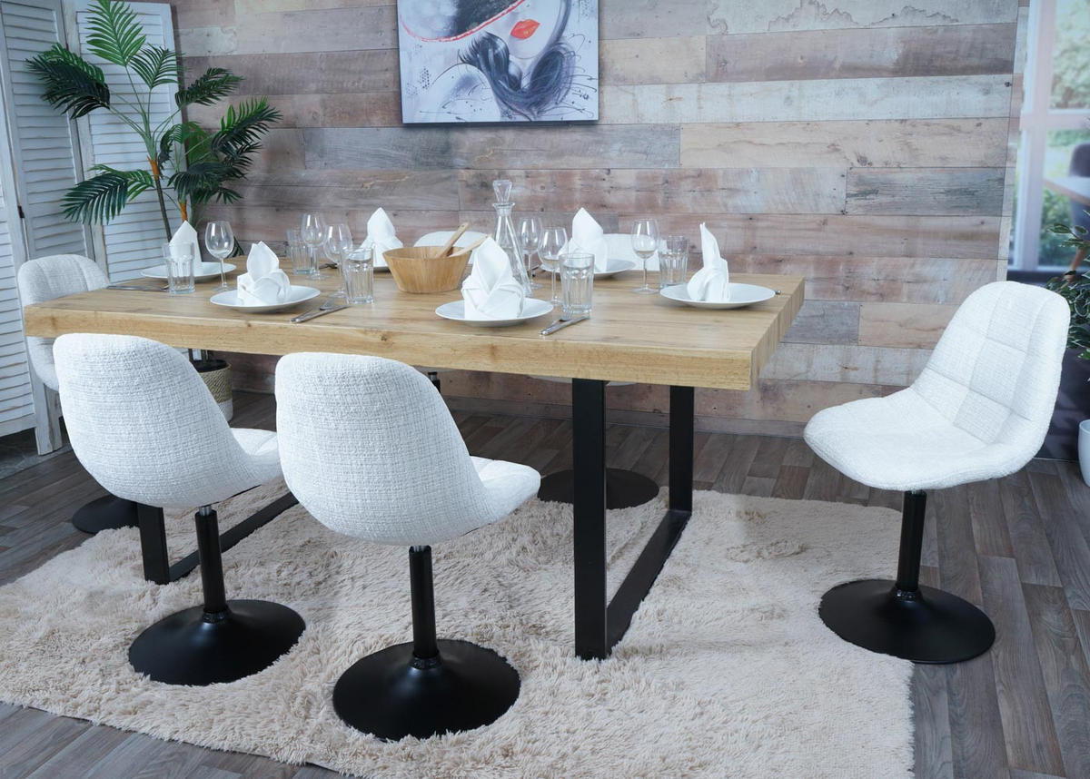 JEDÁLENSKÁ stolička krémovo biela, sada 2 ks - biela/krémová, textil (47/83/43cm) - MCW