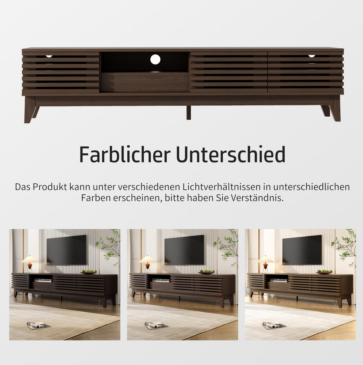 LOWBOARD 170/35/40 cm aus Holzwerkstoff mit 3 Türen, Schublade und Kabeldurchführung Natur - Naturfarben, Holzwerkstoff (170/40/35cm) - Modenvie