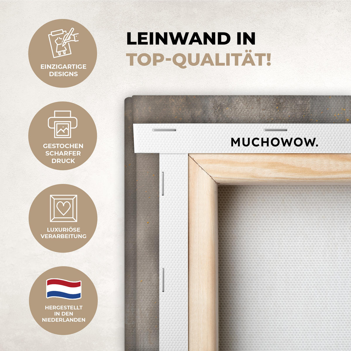 LEINWANDBILD Baum - Blätter - Gold - Abstrakt Wandbild 40x30 cm - Grau, Textil (40/30cm) - MuchoWow