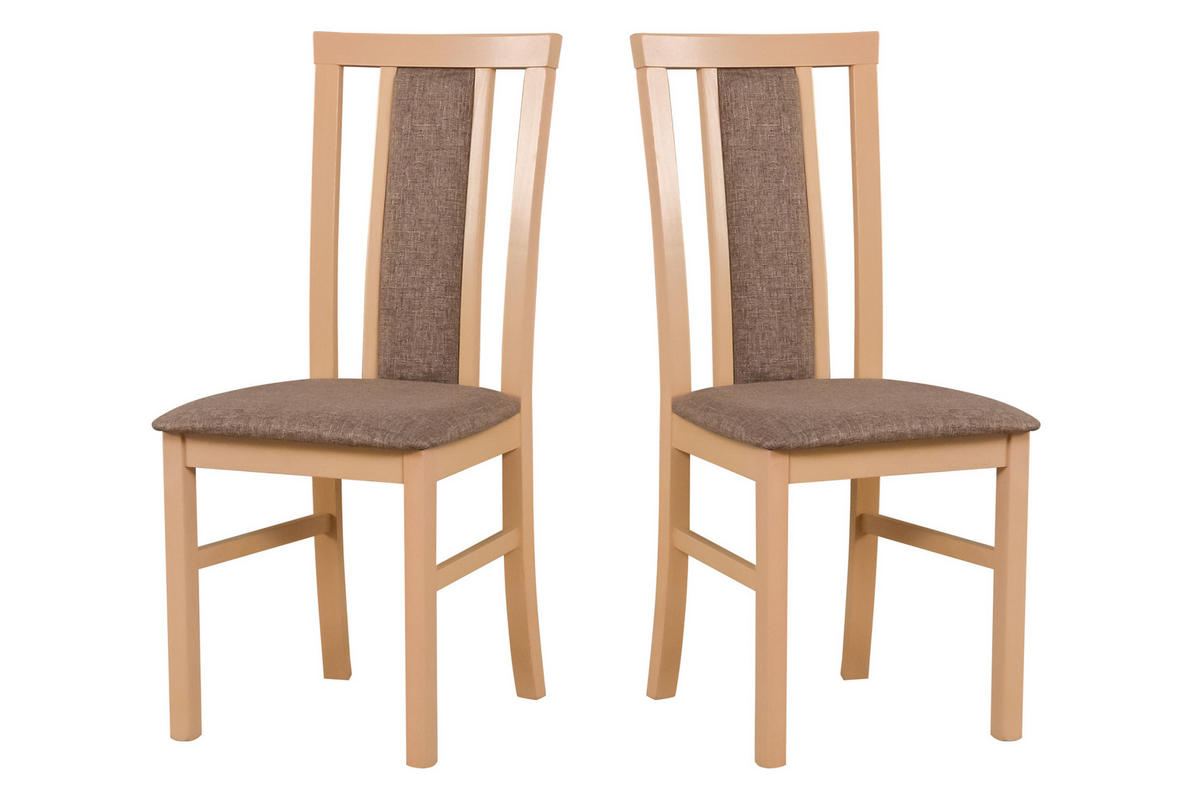 STUHL 2 er MILANO 7, sonoma - Beige/Sonoma Eiche, Holz (43/93/40cm) - Leaf Design