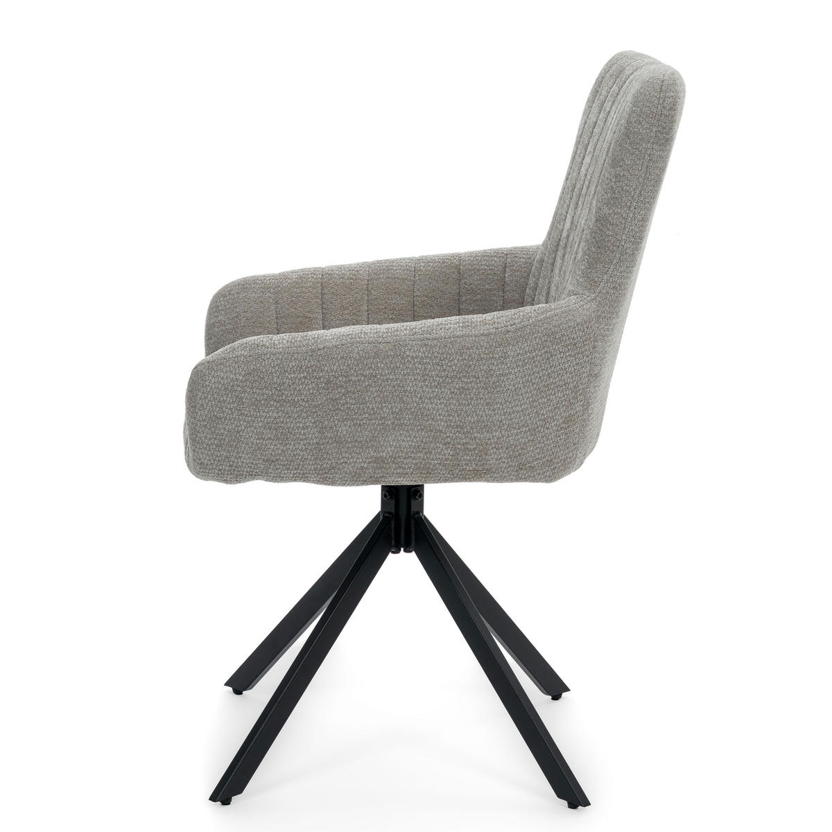 STUHL LUINO drehbar gepolsterter mit Steppung - hellgrau - Chenille - Hellgrau/Schwarz, Textil/Metall (58/87/60cm) - NEW HOME
