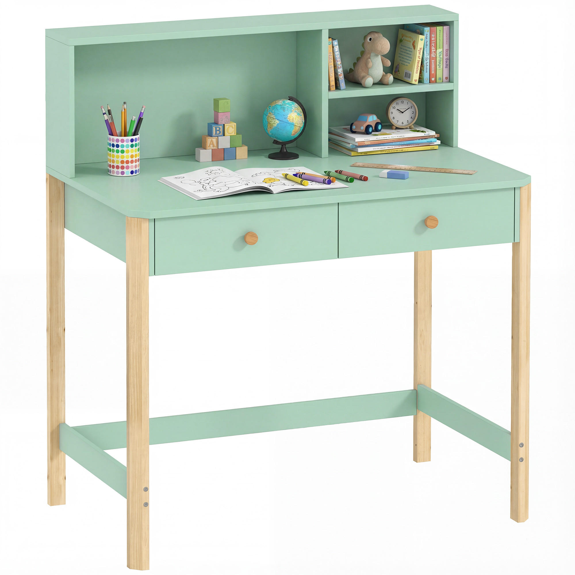 SCHREIBTISCH DE-17554 Grün - Grün, Holzwerkstoff (90/105/52cm) - ComfortXL
