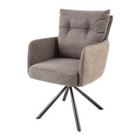 STUHL BIG GEORGE Microfaser Taupe 90 cm - Taupe/Schwarz, Textil/Metall (58/90/68cm) - riess-ambiente