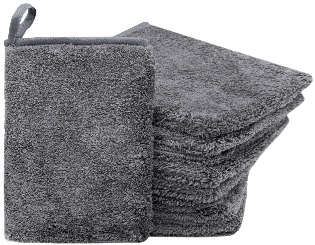 WASCHHANDSCHUH, 9er-Set, 16x21 cm, 100% Polyester, Grau - Anthrazit, Textil (16/21cm) - Zollner