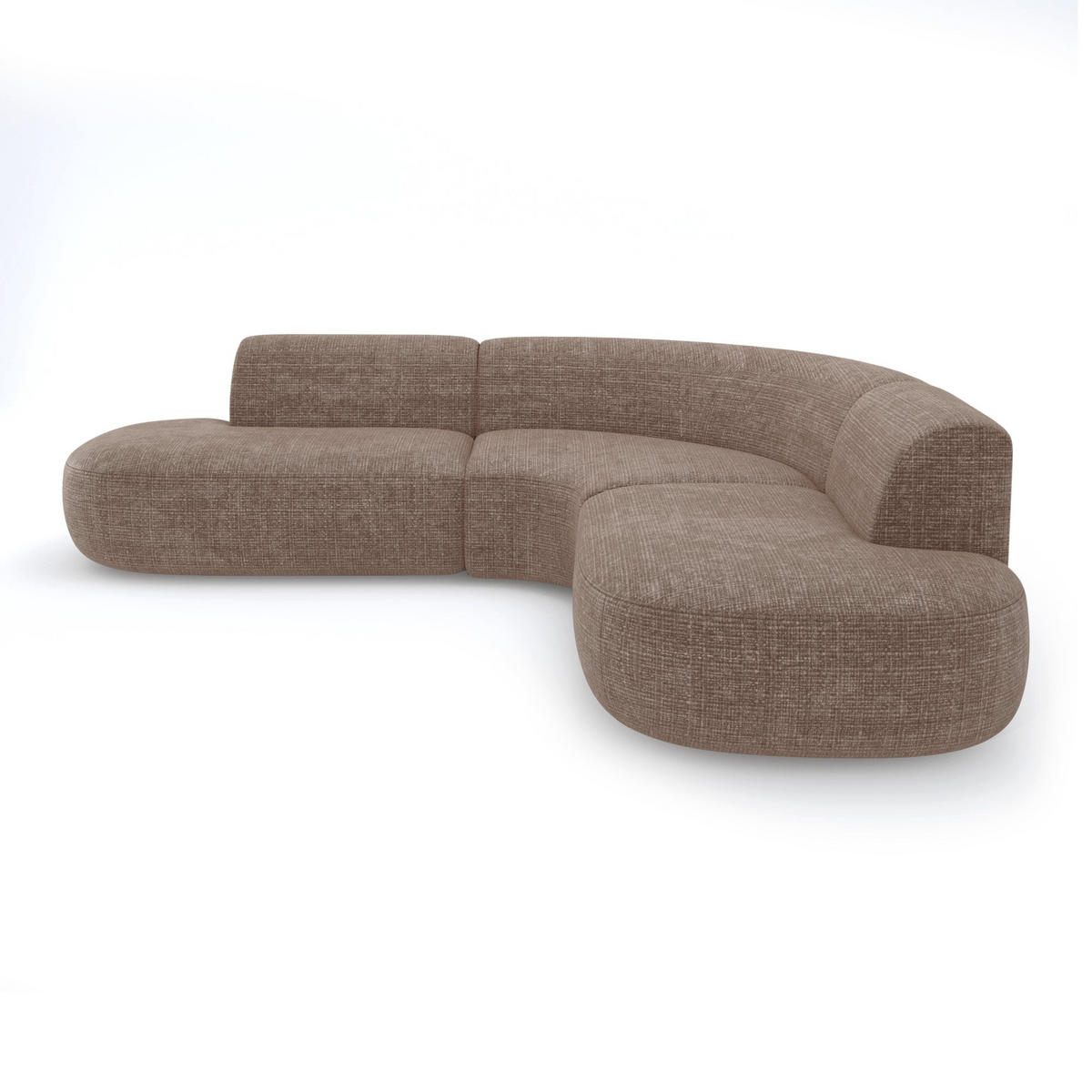 ECKSOFA WONDER Geprägter Samt Taupe 90cm - Taupe, Textil (90/250cm) - Premium Interiors