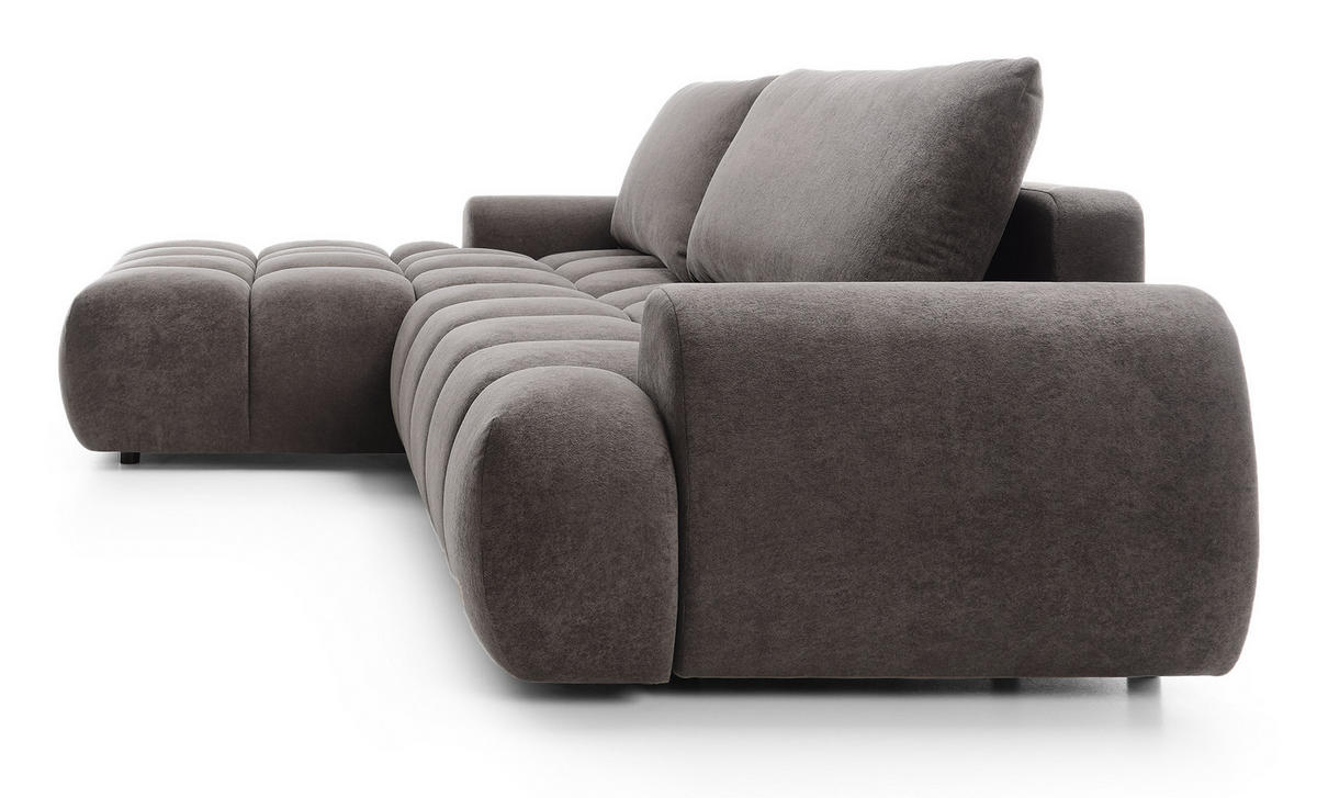 ECKSOFA 280 cm Valerio mit Bettkasten, 280 cm, Links, Schlaffunktion, Grau - Grau, Holz (280/177cm) - Emporius