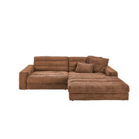ECKSOFA LANA SOFA Braun Cord - Dunkelbraun/Schwarz, Textil (296/205cm) - KAWOLA