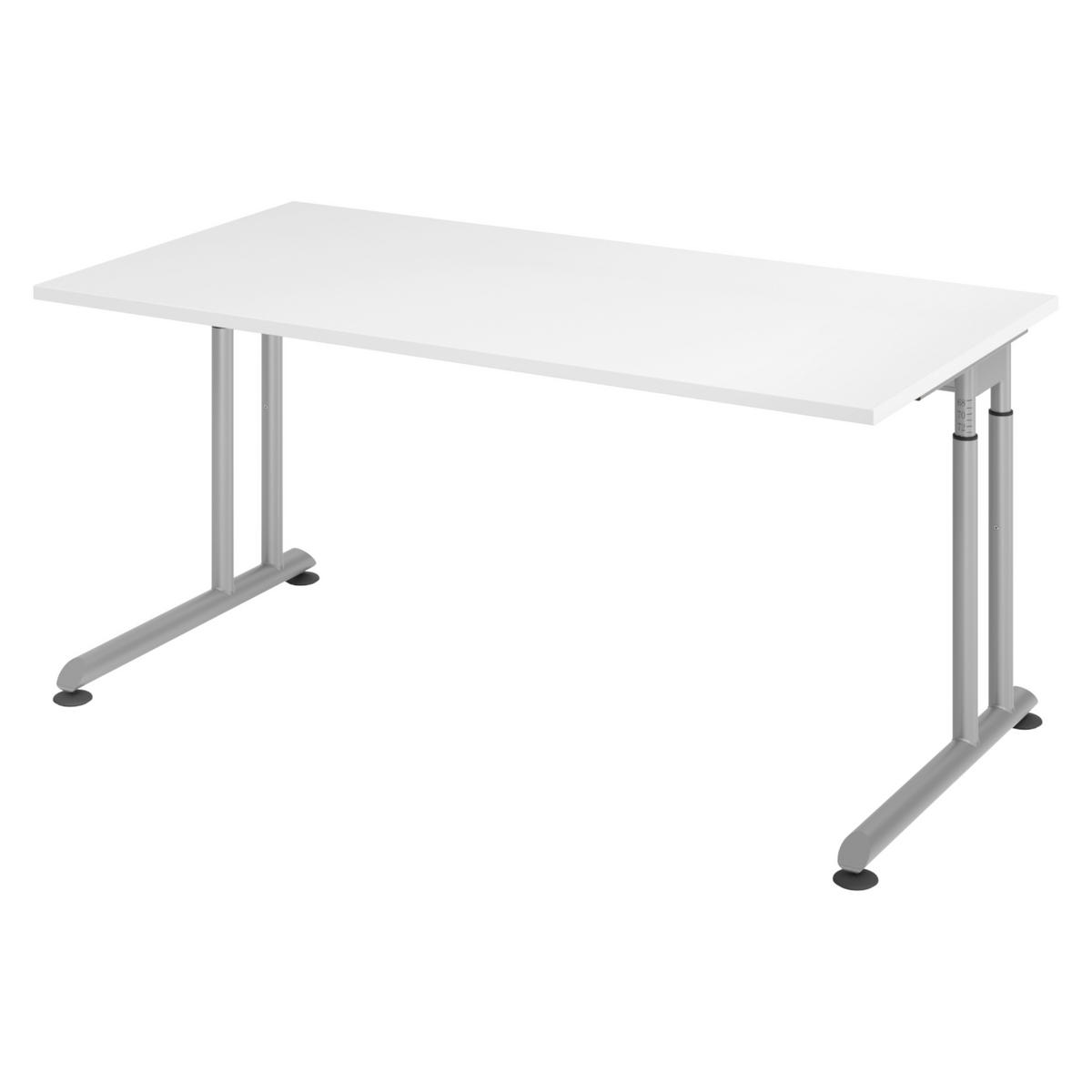 SCHREIBTISCH Serie-Z 80/160/74 cm in Weiß/Silberfarben - Silberfarben/Weiß, Holzwerkstoff (80/160/74cm) - bümö