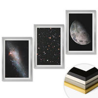 WANDBILDER 3er Set - 40x60 cm Silberner Rahmen - Weltraum Galaxien Sterne Mond - Silberfarben, Kunststoff (40/60cm) - ArtPrintCave