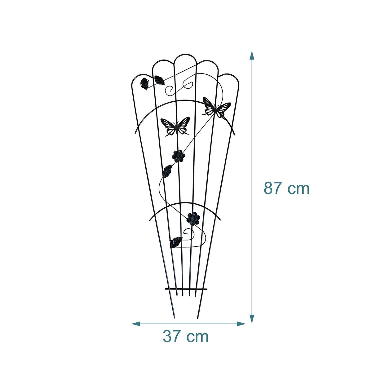 MŘÍŽ Černá 2dílná-sada kov motýli - černá, kov (37/87/1cm) - Relaxdays