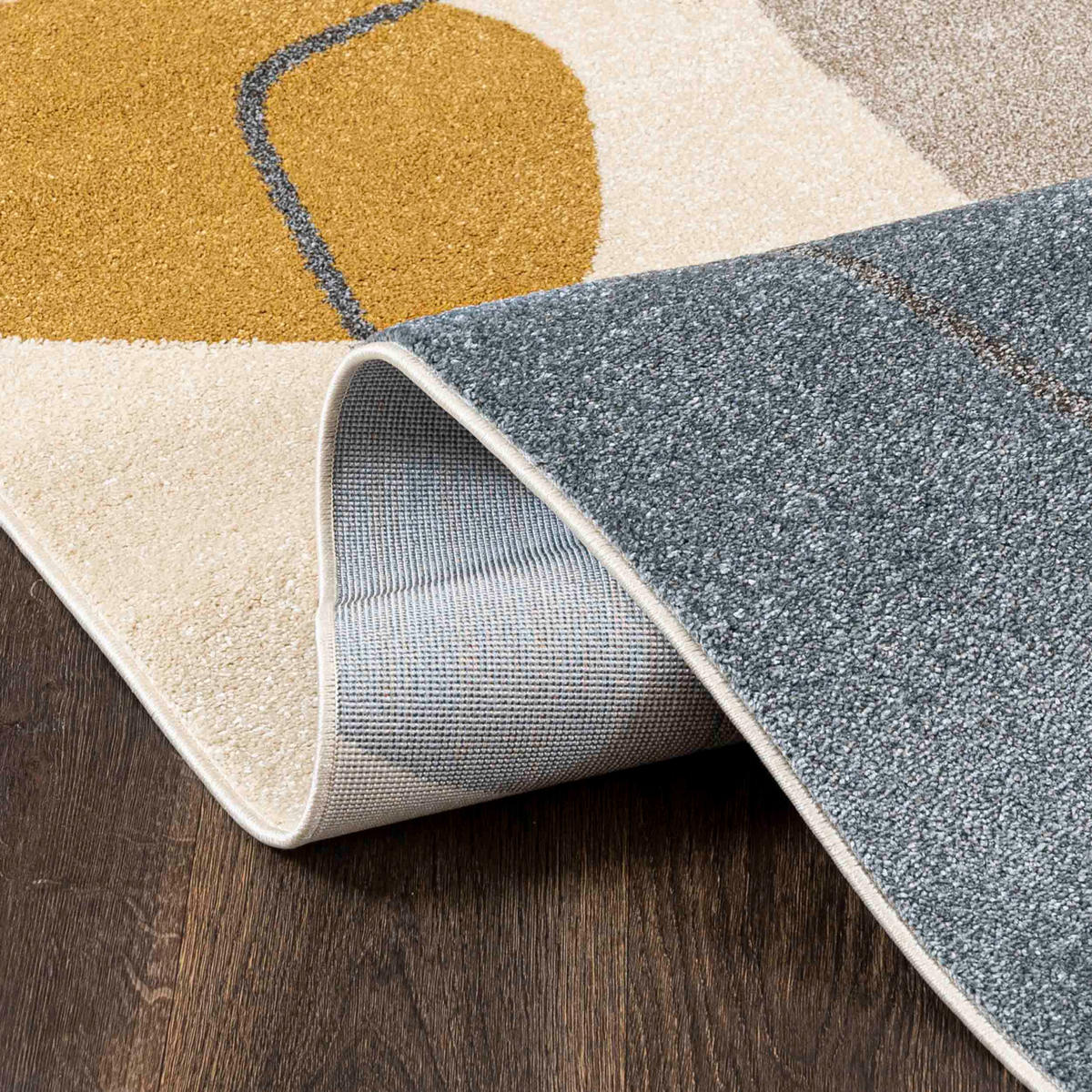 TEPPICH Beige Geometrisch In-Outdoor Pflanzlich Kurzflor Rechteckig 180 x 250 cm - Beige/Blaugrau, Textil (180/250cm) - Mazovia