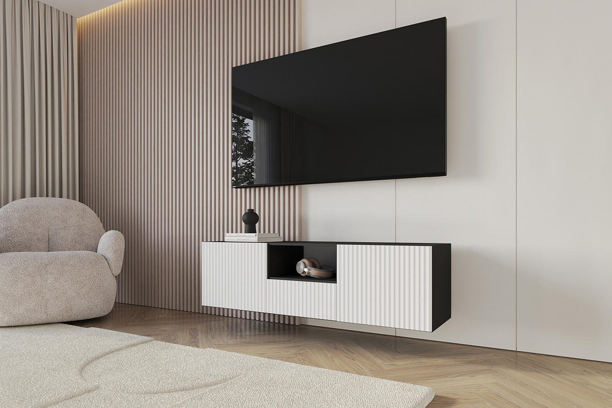 LOWBOARD NOA-2-W 140x40x41 cm - Schwarz / Weiß - Weiß, Holzwerkstoff (140/40/41cm) - ALTDECOR