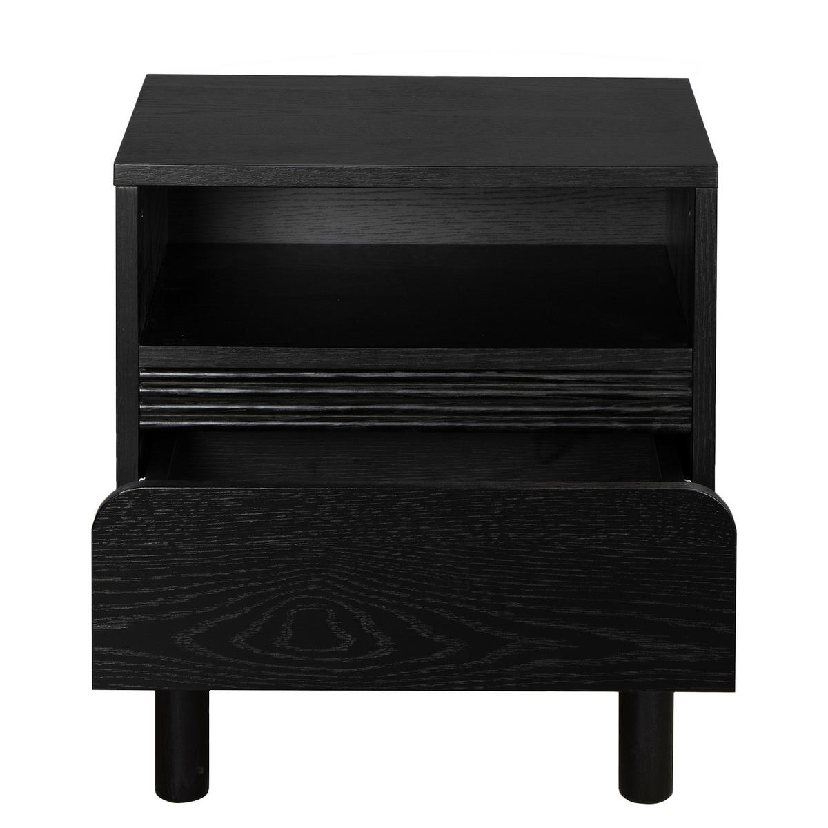 NACHTKOMMODE - Eichefarben/Schwarz, Holz/Holzwerkstoff (48/55/40cm) - home24