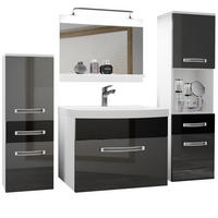 BADMÖBEL Badezimmer Silber / Schwarz Glänzend - Silberfarben/Schwarz, Holz (140/113/40cm) - B BELINI GROUP
