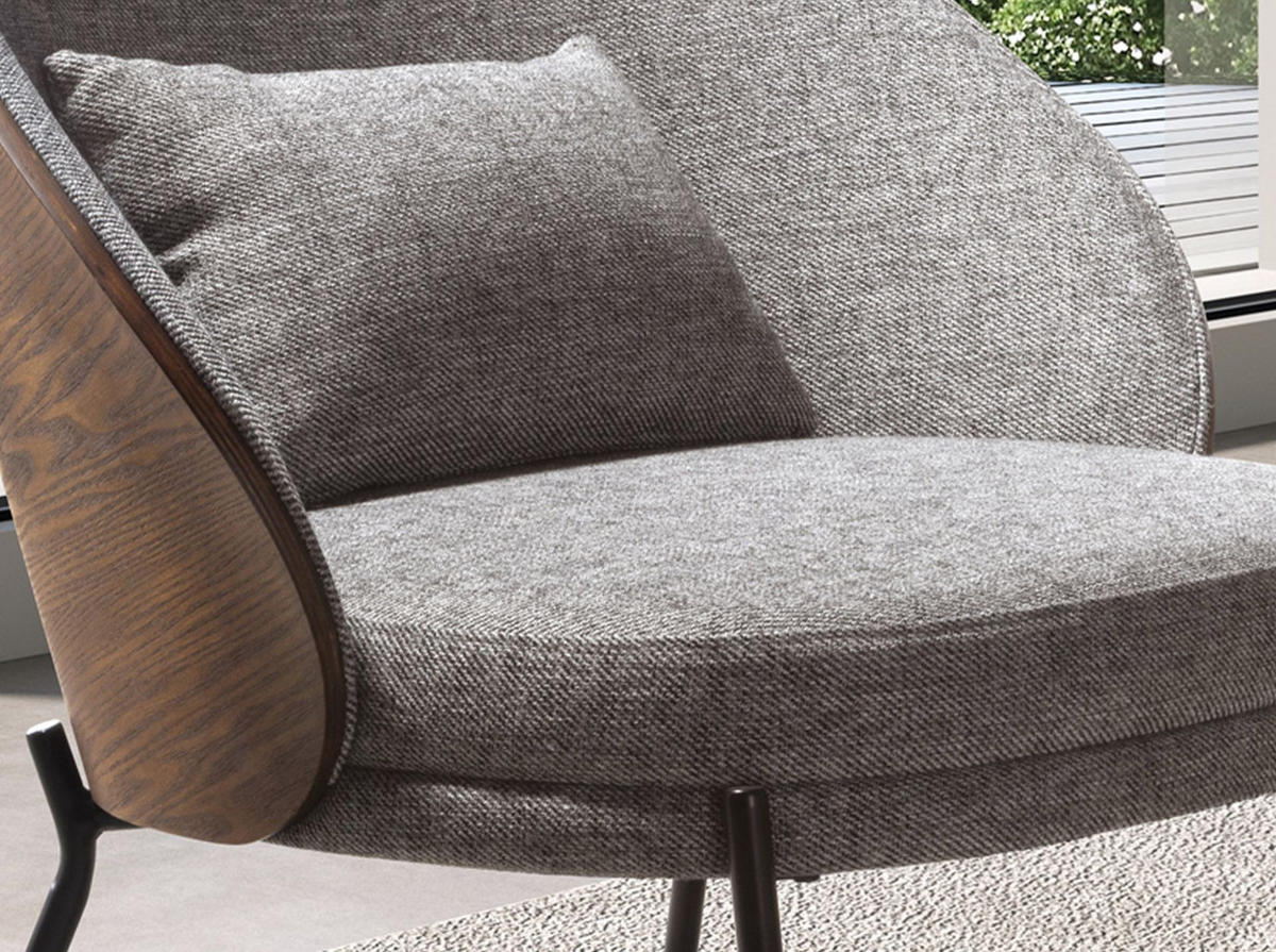 SESSEL Grau Walnuss Schwarz 77/72/82 cm - Grau, Textil/Metall (77/82/72cm) - ANGEL CERDA