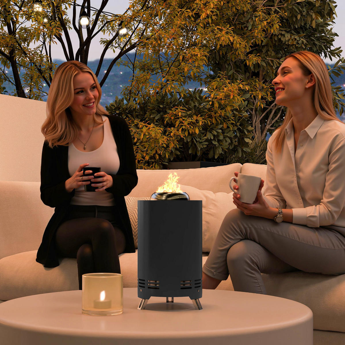 FEUERSCHALE Edelstahl Grau - Grau, Metall (16/25/16cm) - Outsunny