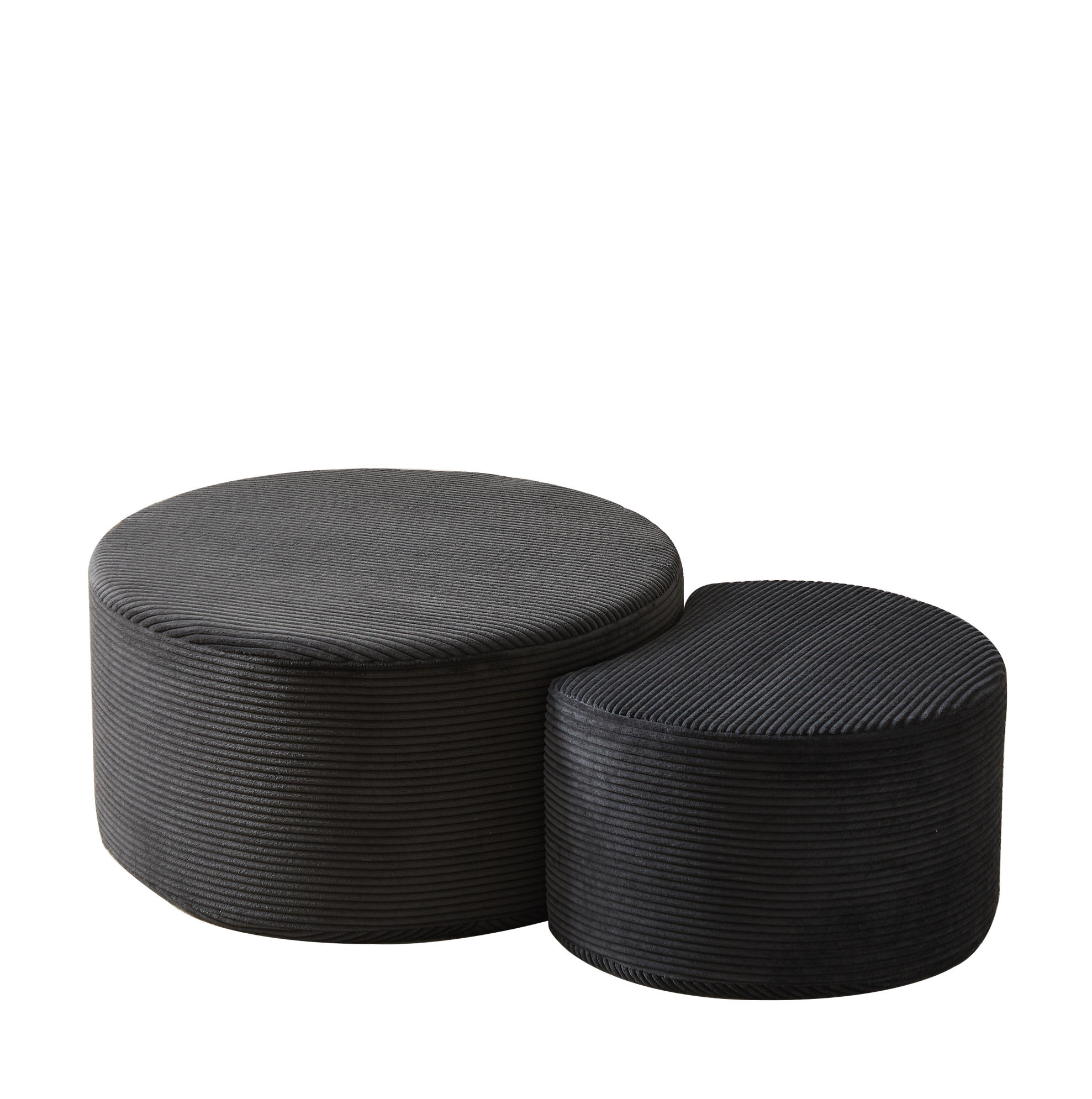COUCHTISCH-SET aus Stoff Schwarz ohne Montage, 2-teilig, gepolstert und vielseitig nutzbar - Schwarz, Holzwerkstoff (127/81/40cm) - Modfu