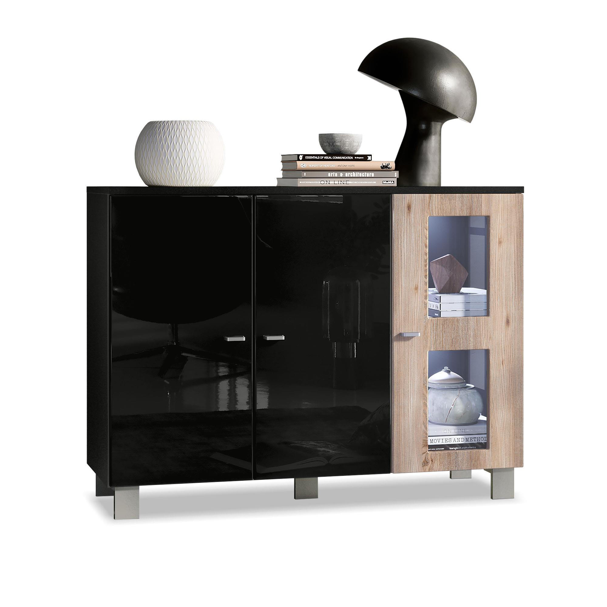 SIDEBOARD Denjo Tür in Eiche Nordic - Silbereichenfarben, Holzwerkstoff (107/81/35cm) - Vladon