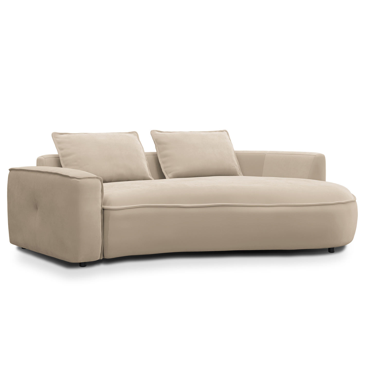 2,5-SITZER SOFA - Beige/Schwarz, Kunststoff/Textil (217/82/146cm) - home24