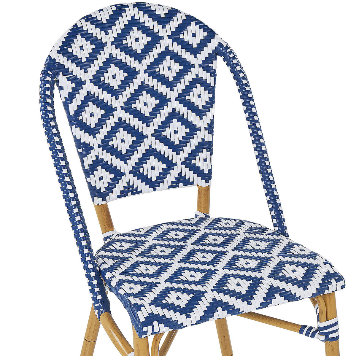 RATTANSTUHL 4er-Set blau/weiß Rifreddo - Blau/Beige, Kunststoff (46/88/55cm) - Beliani