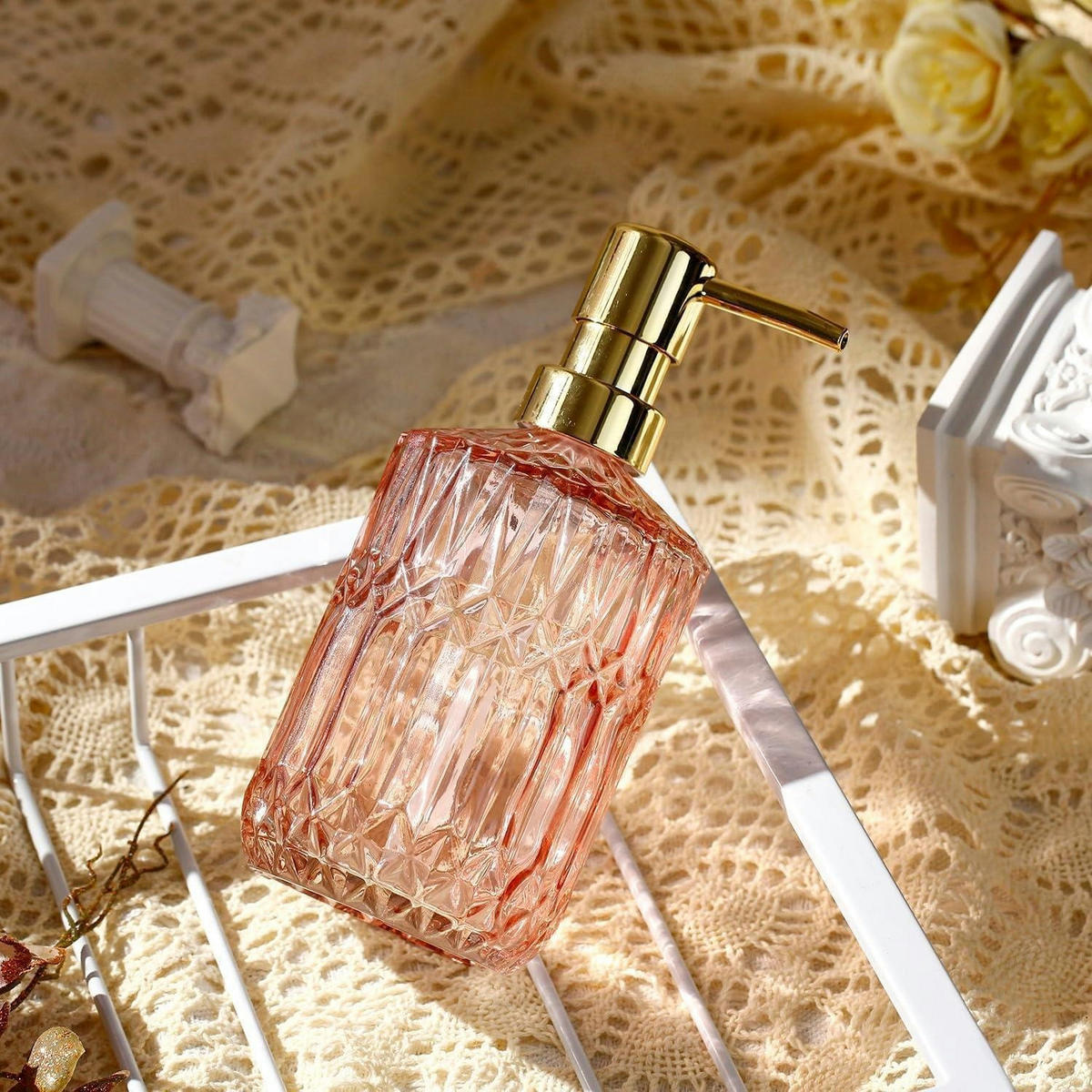SEIFENSPENDER Glas Rosa - Rosa, Glas (8/18.5/8cm)