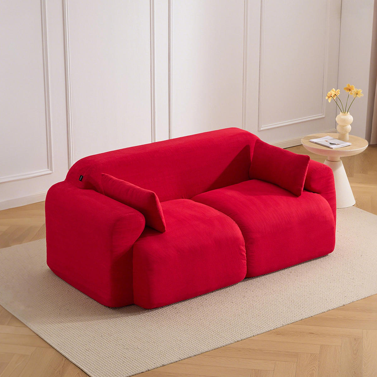 2-SITZER-SOFA Hochsättigung komprimiert, DE-42530, Rot - Rot, Textil (186/76/95cm) - ComfortXL