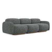 4-SITZER-SOFA Strukturstoff Stoff Grau - Dunkelgrau/Braun, Holz/Textil (270/73/95cm) - Makamii