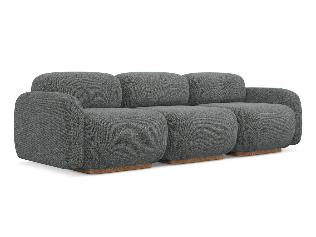 4-SITZER-SOFA Strukturstoff Stoff Grau - Dunkelgrau/Braun, Holz/Textil (270/73/95cm) - Makamii