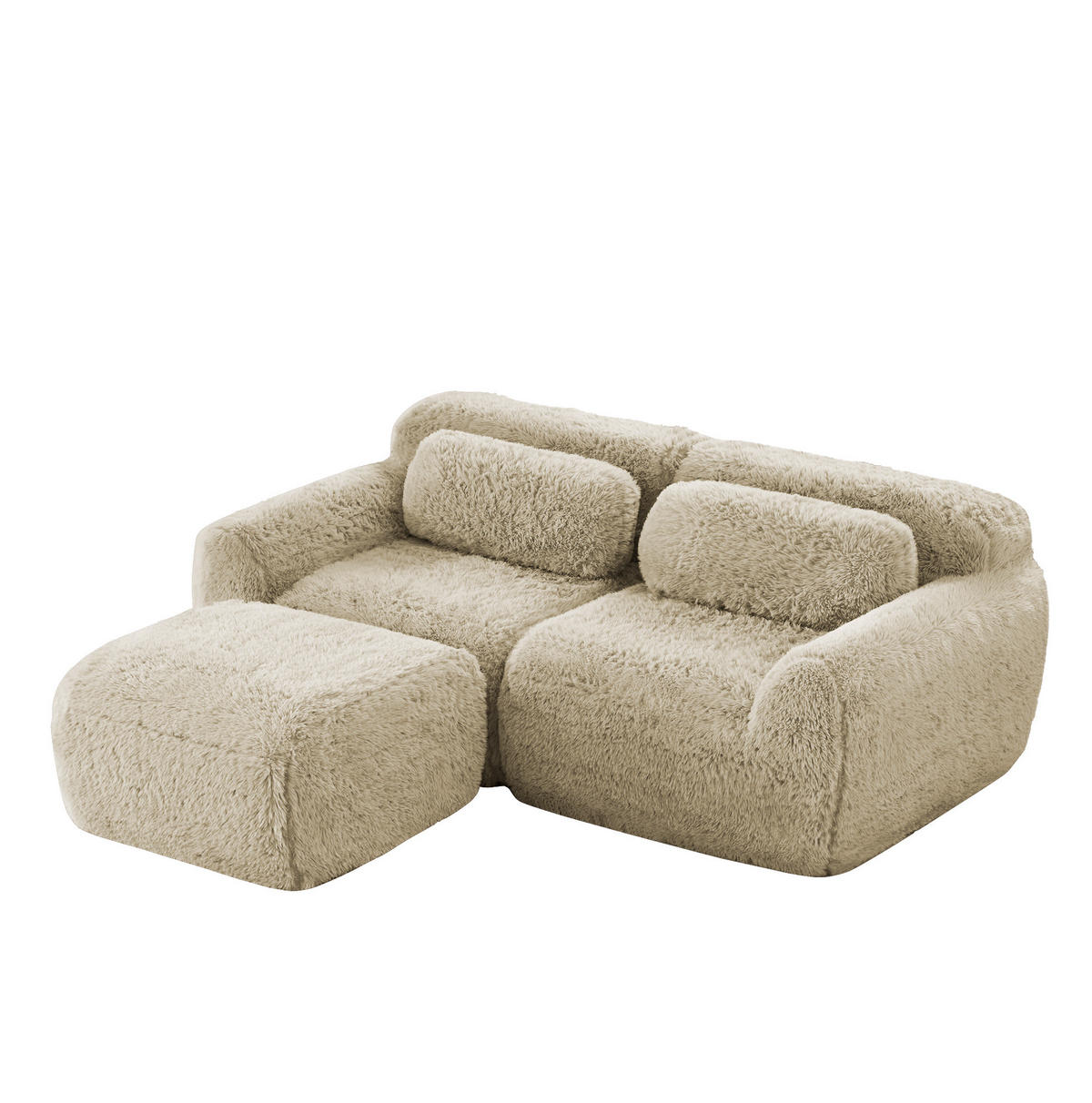 SOFA modular L-Form 2-Sitzer Plüsch Light Khaki - Braun, Kunststoff (179/204.1cm) - Meubliv