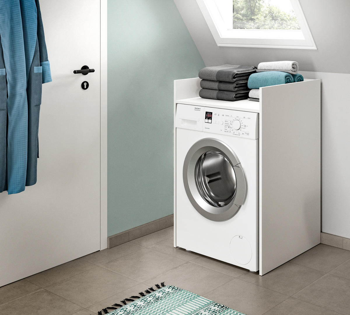 WASCHMASCHINENUMBAU weiß 66 x 101 cm, Überbauschrank mit Ablage - Weiß, Holzwerkstoff (60/101/60cm) - Inn.Furn