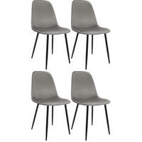 ESSZIMMERSTUHL 4er Set Razon Samt Hellgrau Wohnzimmerstuhl - Hellgrau, Textil (45/88/54cm) - DELUKE