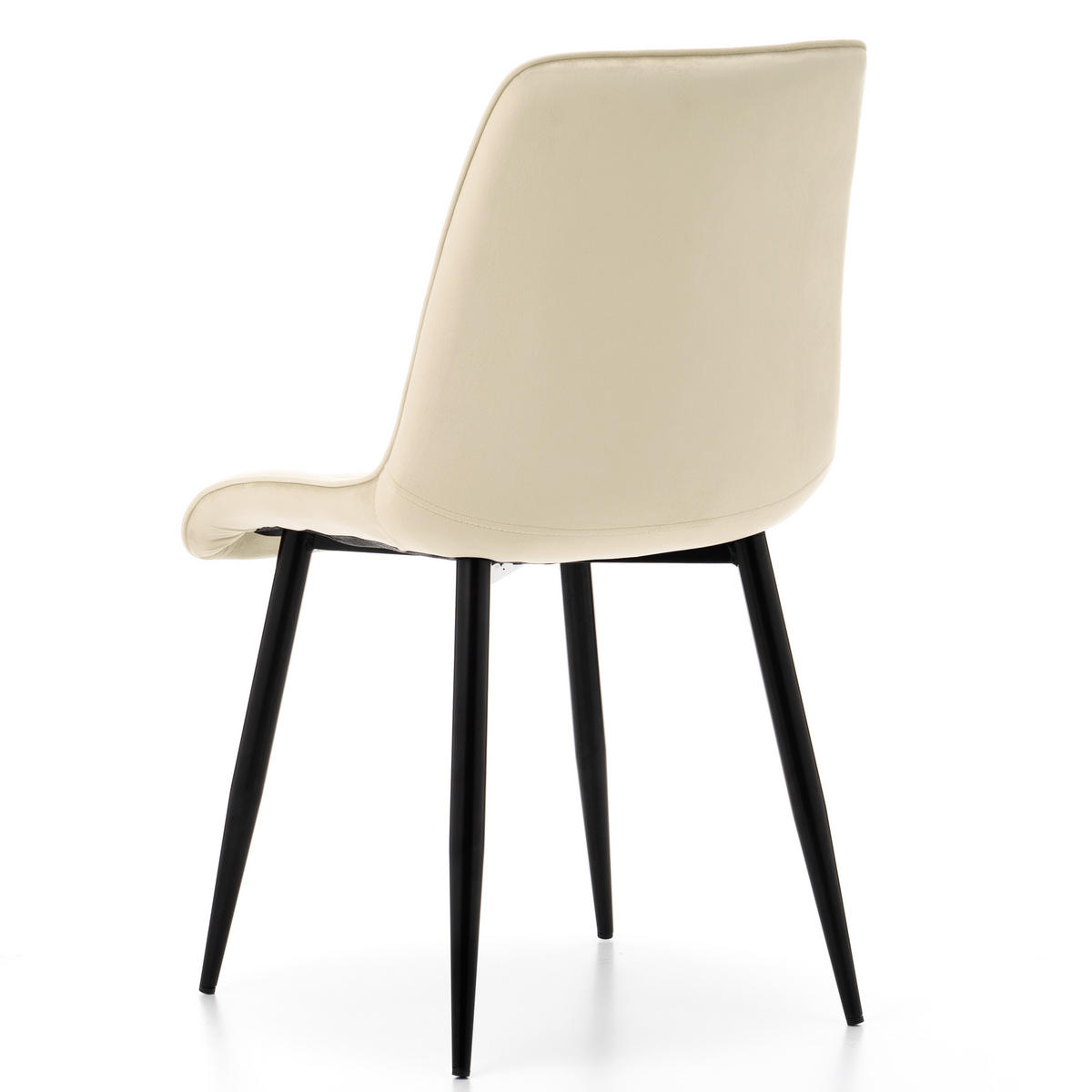 STUHL CHIC gespolsterter mit Steppung - hell beige - Samt Velours - Beige/Schwarz, Metall (50/88/47cm) - NEW HOME