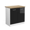 SPÜLENUNTERSCHRANK R-Line Schwarz Hochglanz 80 cm, AP Eiche - Schwarz Hochglanz/Schwarz, Holzwerkstoff (80/81.6/60cm) - Vicco