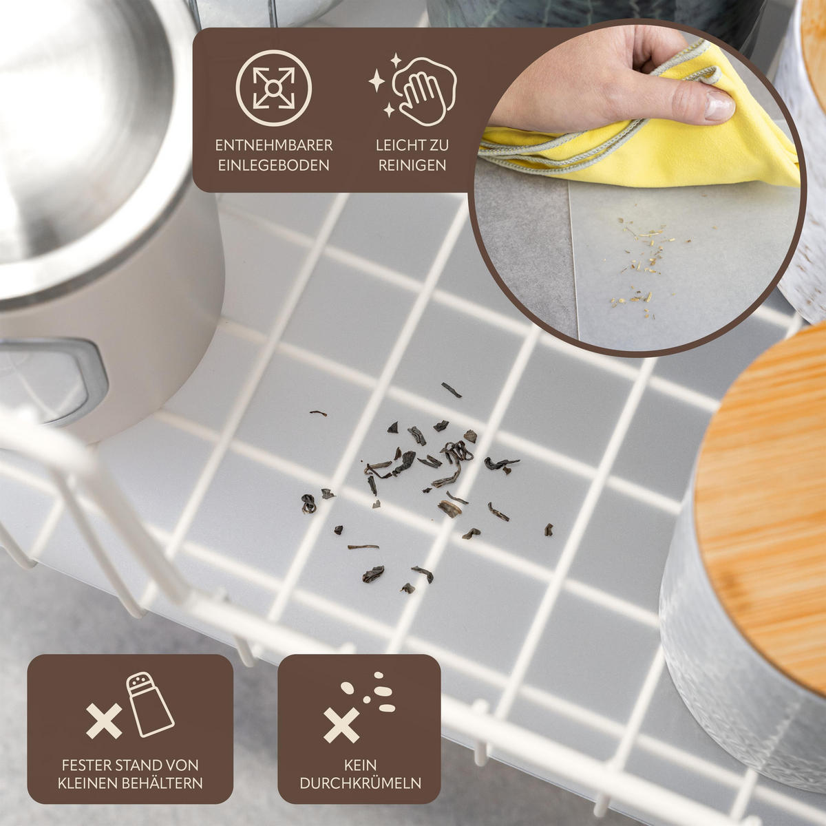 SCHRANK-KORBAUSZUG 30 cm mit Einlegeboden, cremeweiß - Creme, Metall (30/23/50.5cm) - bremermann