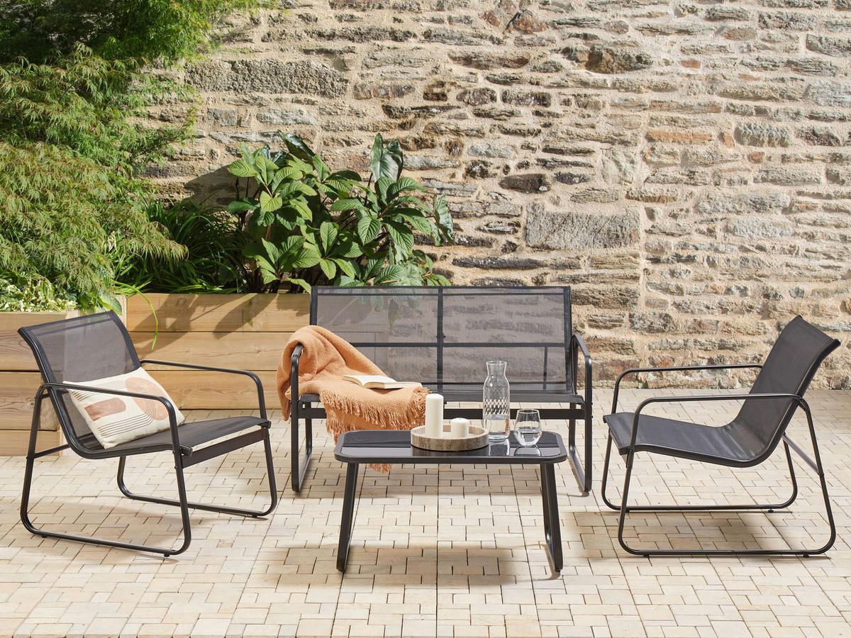 LOUNGE SET 4-Sitzer Metal Schwarz Barrea - Schwarz, Metall - Beliani